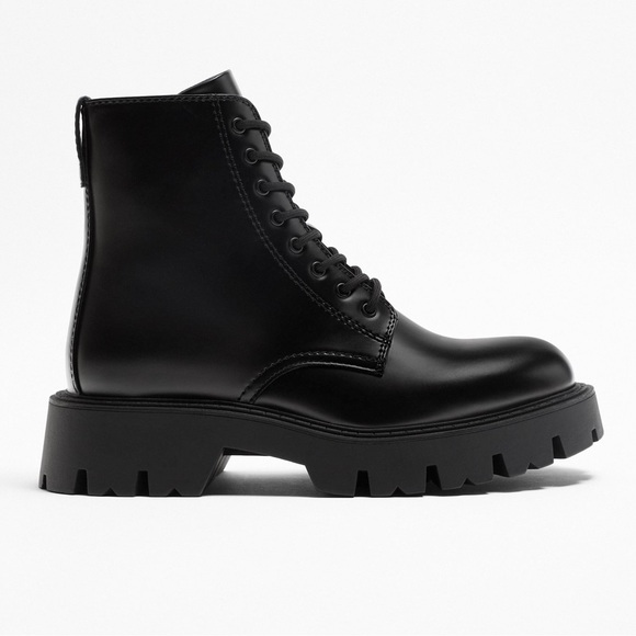 NWT. Zara Man Lace-Up Boots with Volume Sole. Boots. Size 14. 12! Zara Men Lace-Up Black Canvas Chunky Lug | Mercari main image 3